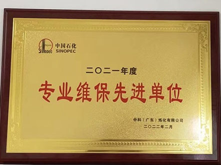 公司榮獲“2021年度專(zhuān)業(yè)維保先進(jìn)單位”稱(chēng)號(hào)
